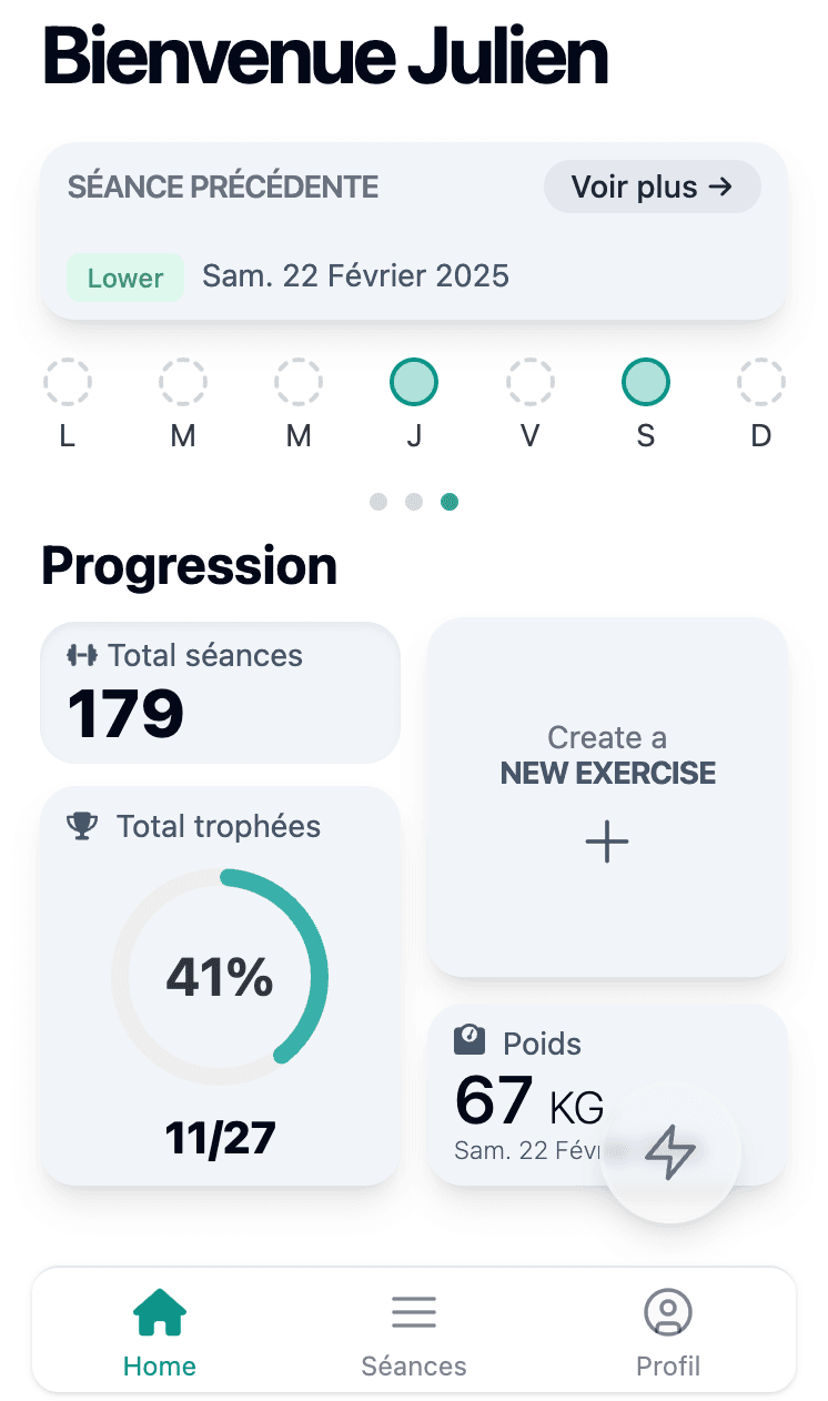 Hero App workout tracking interface on a mobile phone