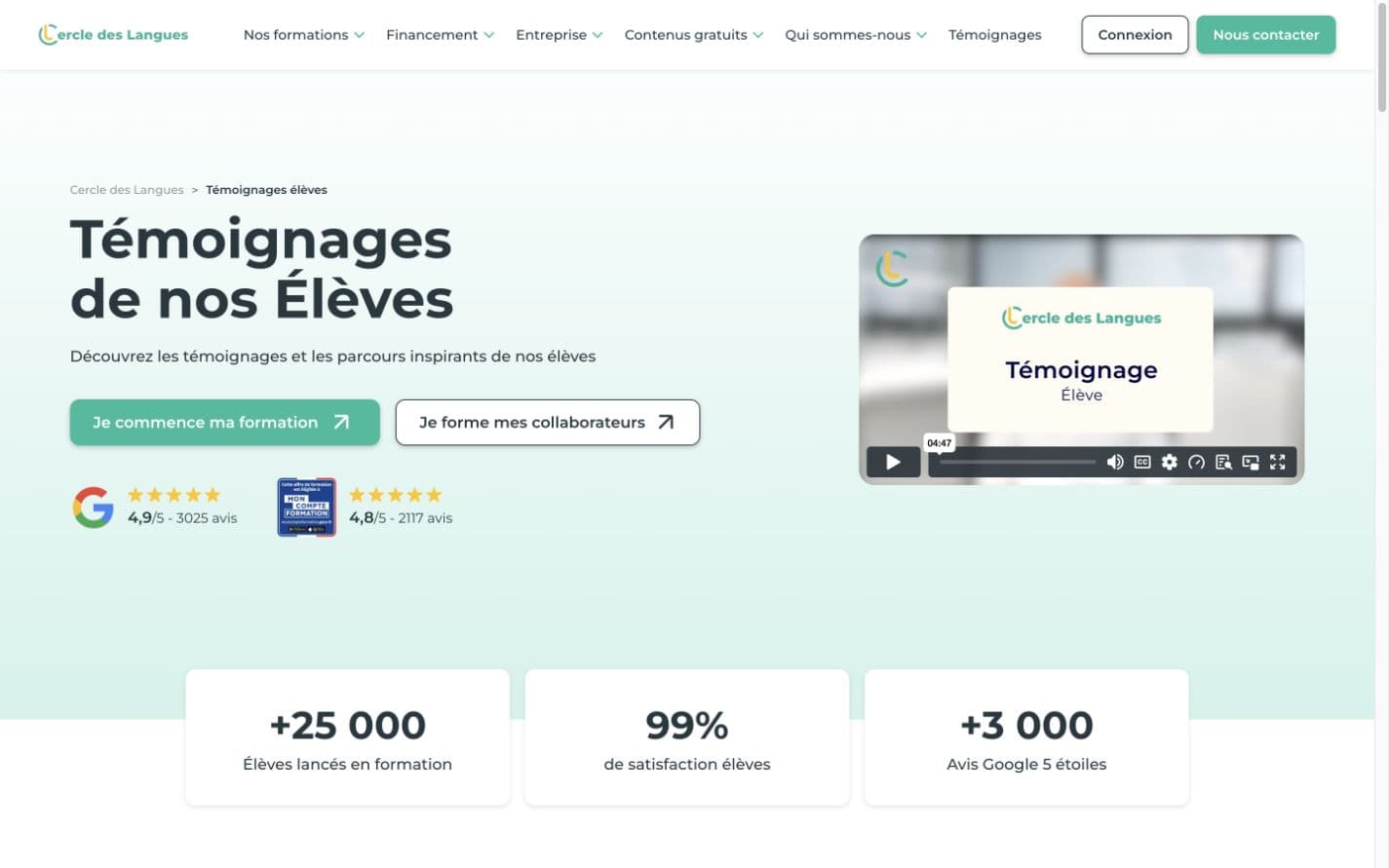 Cercle des Langues student testimonials experience
