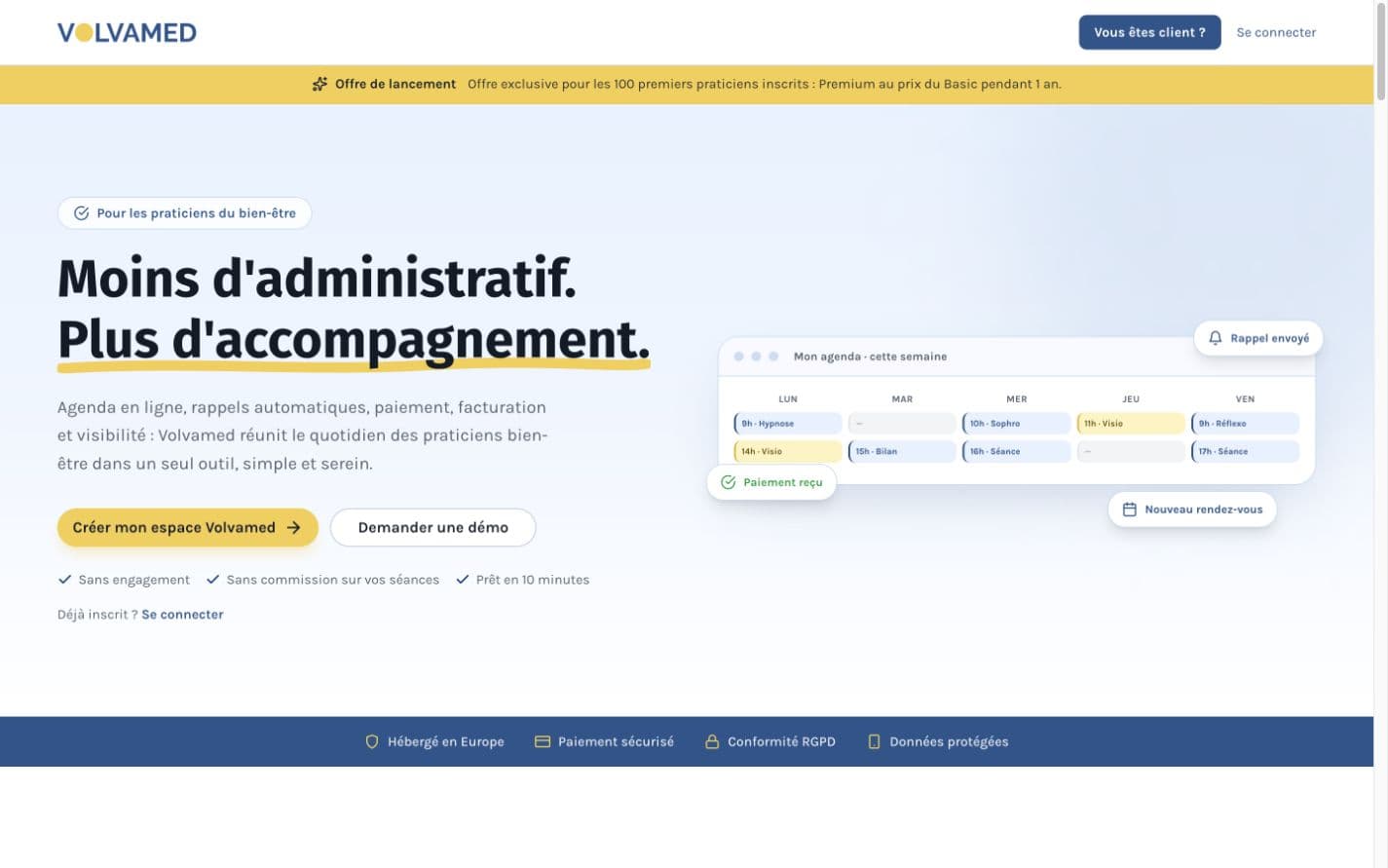 Volvamed practice management product for wellbeing practitioners